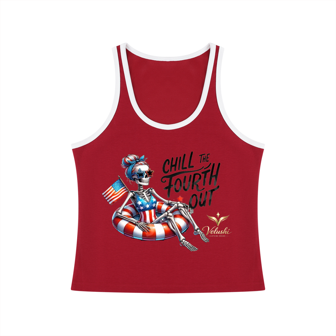 Velushi Real Chill Womens Block Cropped Tank Top
